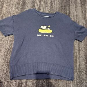 Peanuts Navy Blue Sand Surf Sun Knit Tee